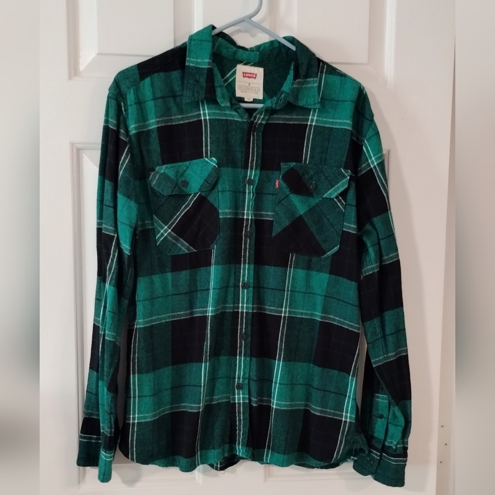 Levi's Green and Black Flannel Men's Shirt
